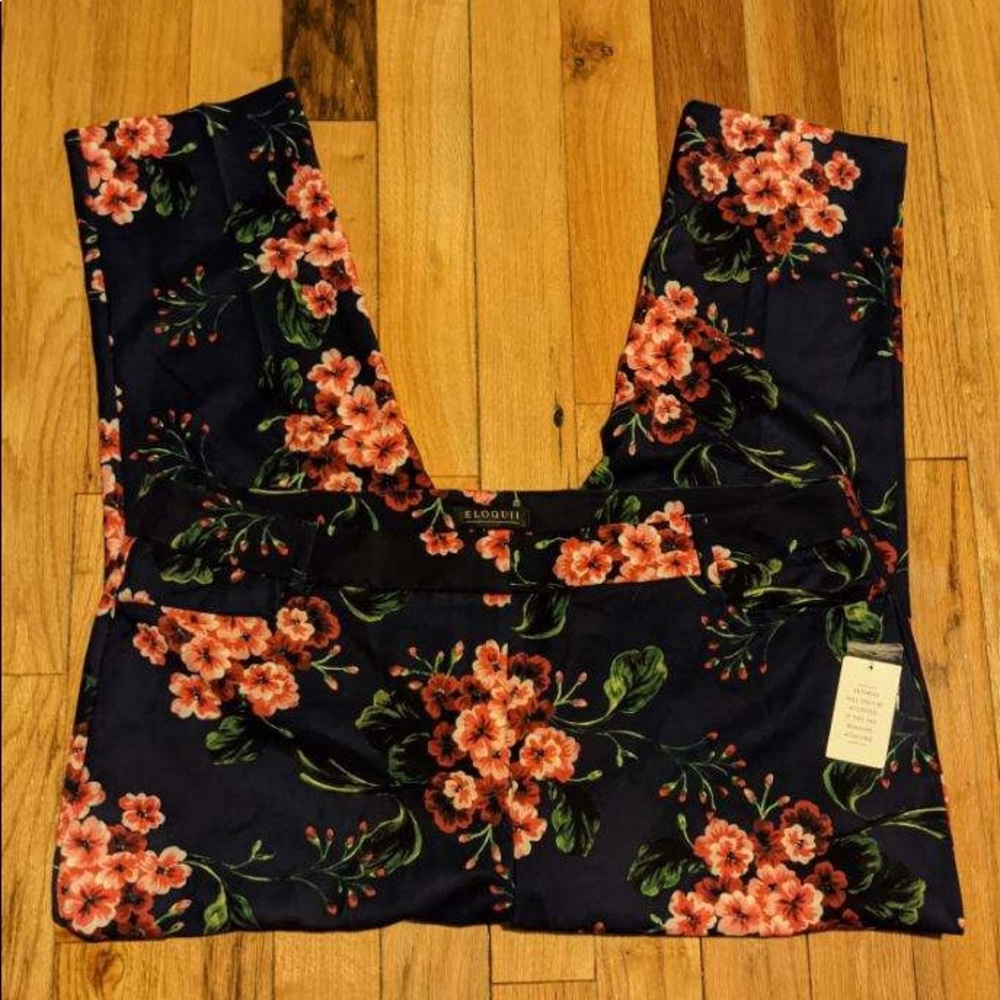 NWT Eloquii Floral Print Crepe Kady Pants in Sz 22